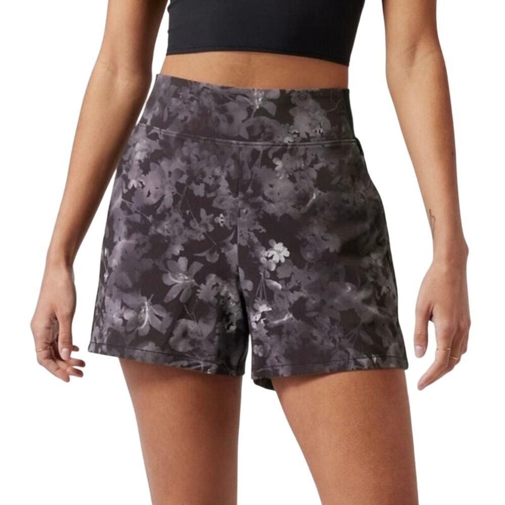 Athleta 16 Brooklyn Shorts Floral Print Gray Active Gym Plus Size Workout